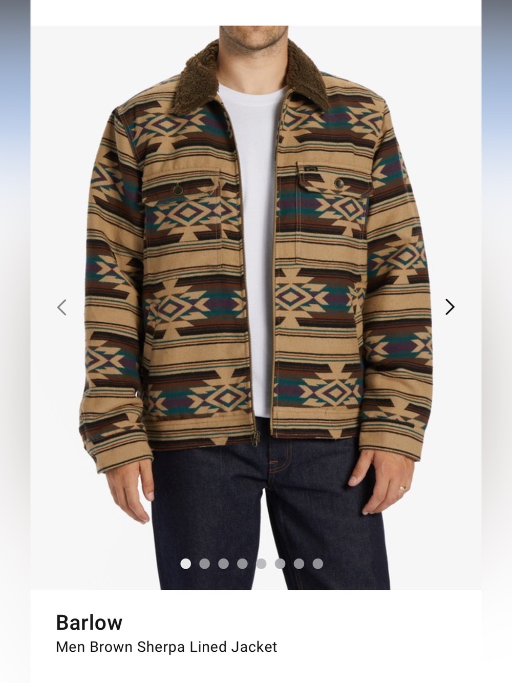 Billabong Barlow men’s Sherpa lined jacket, S, NWT